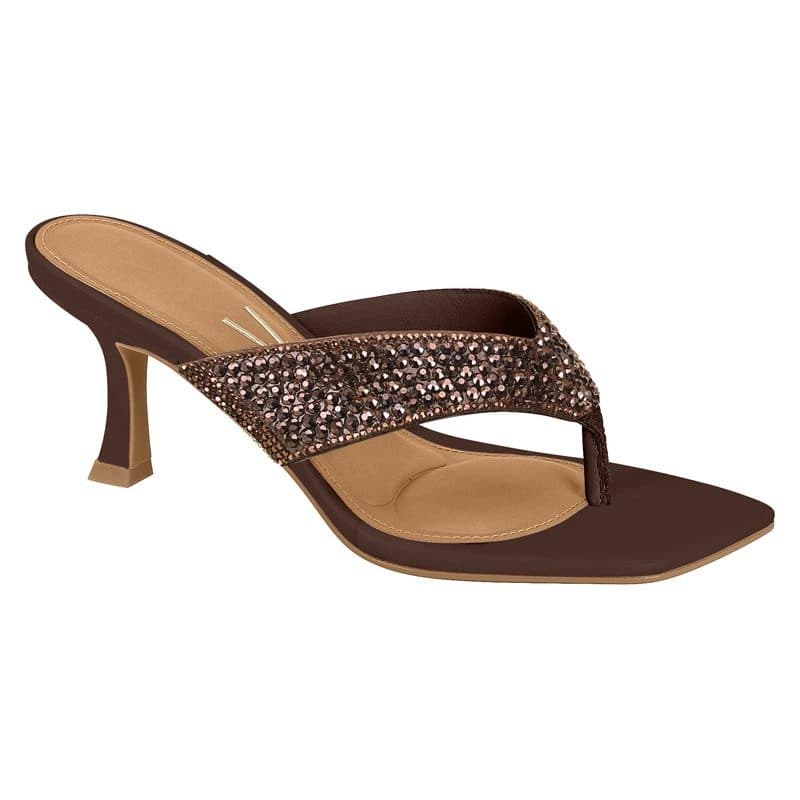 TAMANCO FEMININO DE DEDO COM STRASS SANDÁLIA DE SALTO TAÇA BRILHO VIZZANO ORIGINAL LANÇAMENTO VERÃO 2027