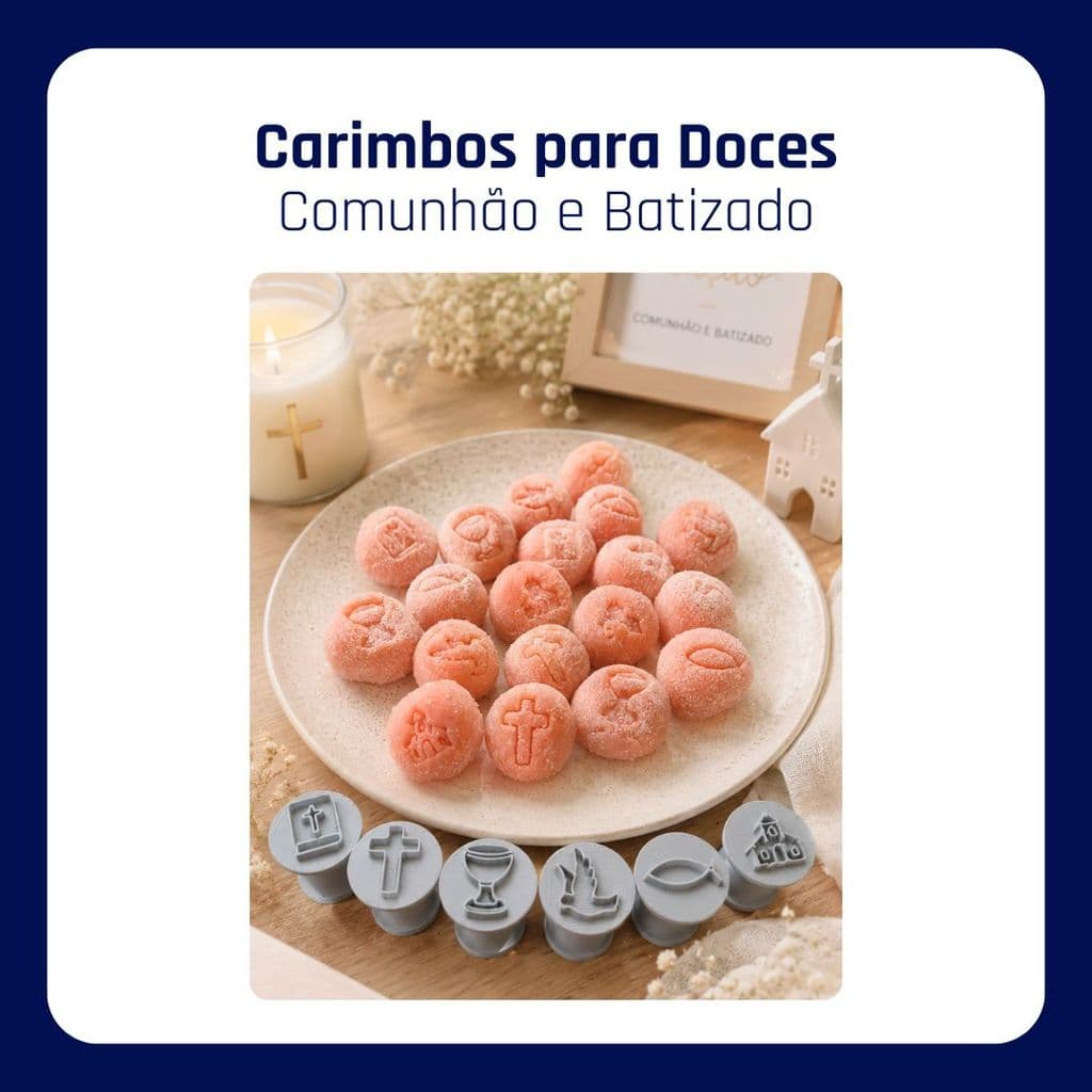 Carimbo para Brigadeiro Comunhão e Batizado Kit 6 Modelos Religiosos