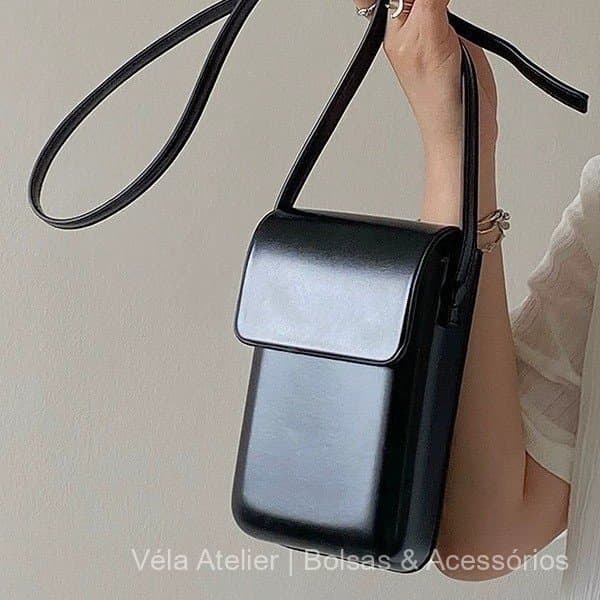 Bolsa para Celular e Chaves de Couro Sintético para Passeio e Viagem Estilo Minimalista