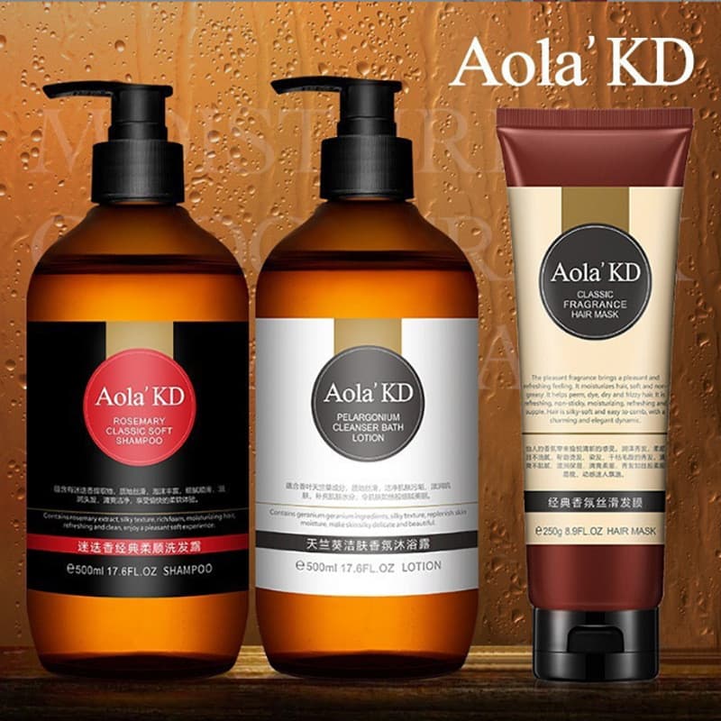 Aolaiguo Shampoo Macio Cuidados com o Cabelo Controle de Óleo Shampoo Limpo Gel de Banho Máscara de Cabelo Conjunto de C