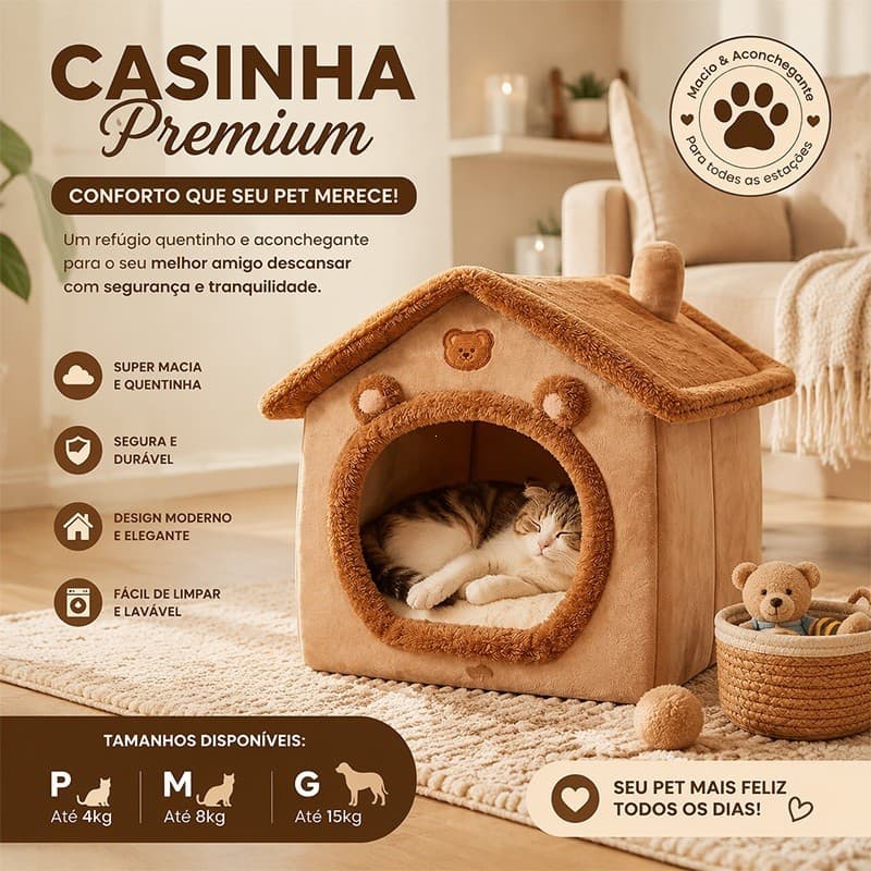 Casinha para cães e gatos, quente, adequada para todas as estações, lavável, artigos para animais de estimação