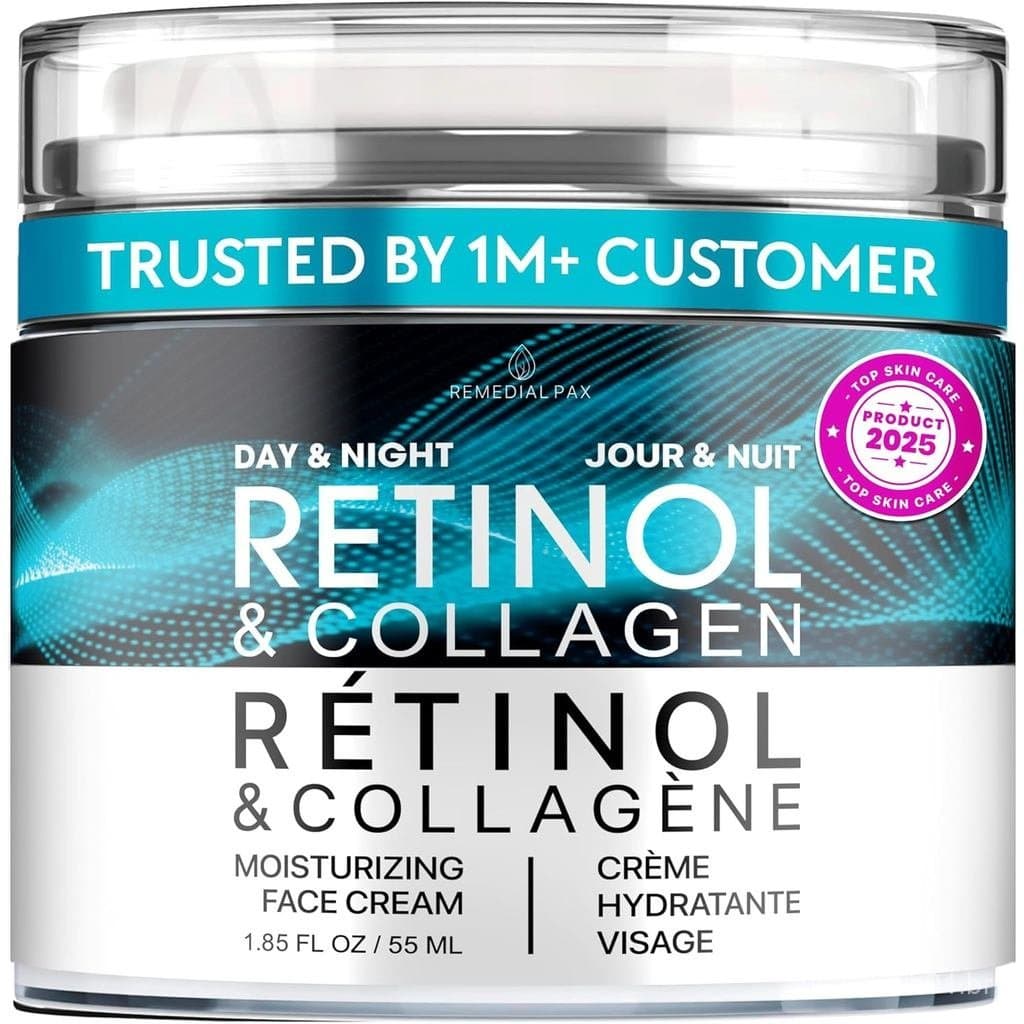 Creme Hidratante Facial com Retinol, Creme AntiEnvelhecimento para Pescoço, Creme Facial de Dia e Noite com Colágeno e