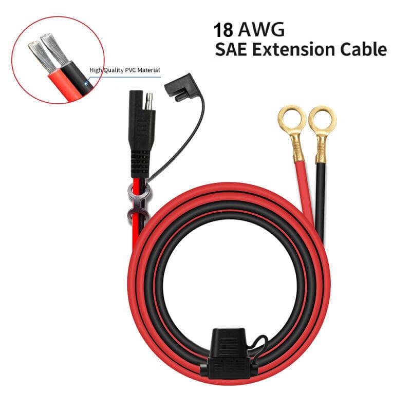 Chicote Terminal De Anel O , 60CM , 18AWG SAE Para , Com Fusível 10A , Adaptador De Cabo De Extensão , Acessórios Motoci