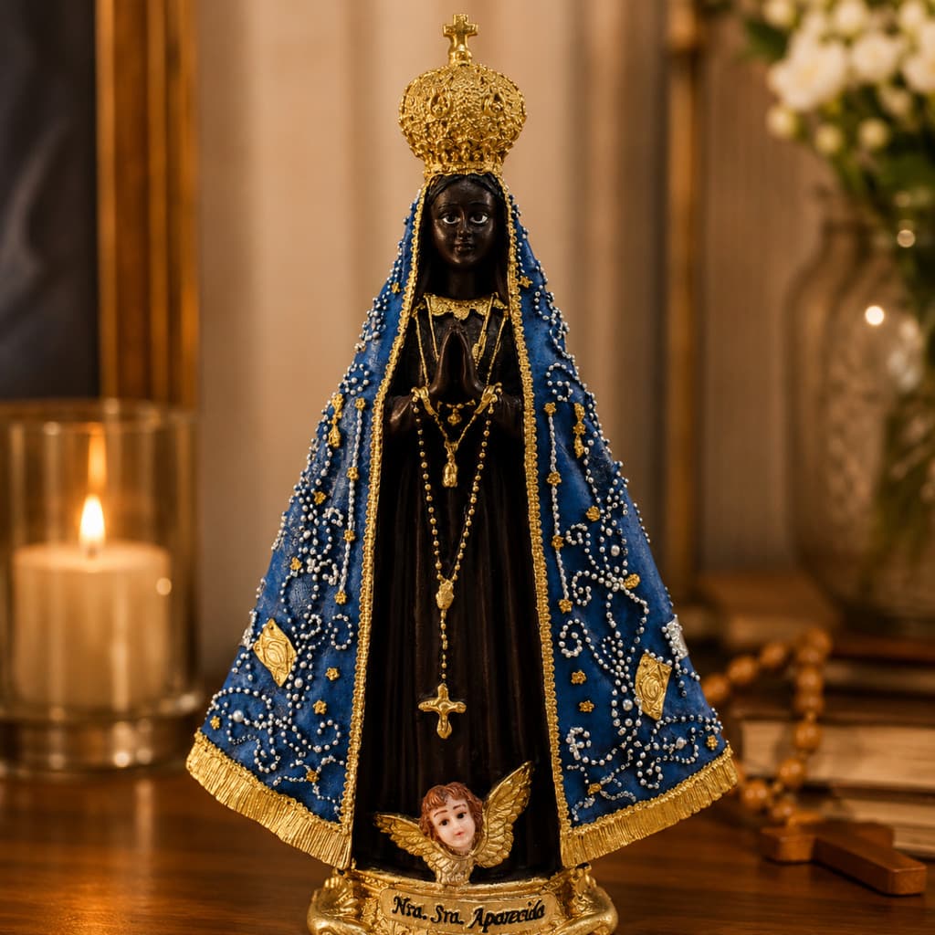 Imagem Nossa Senhora Aparecida 20 Cm Em Resina Premium Católico Devoção
