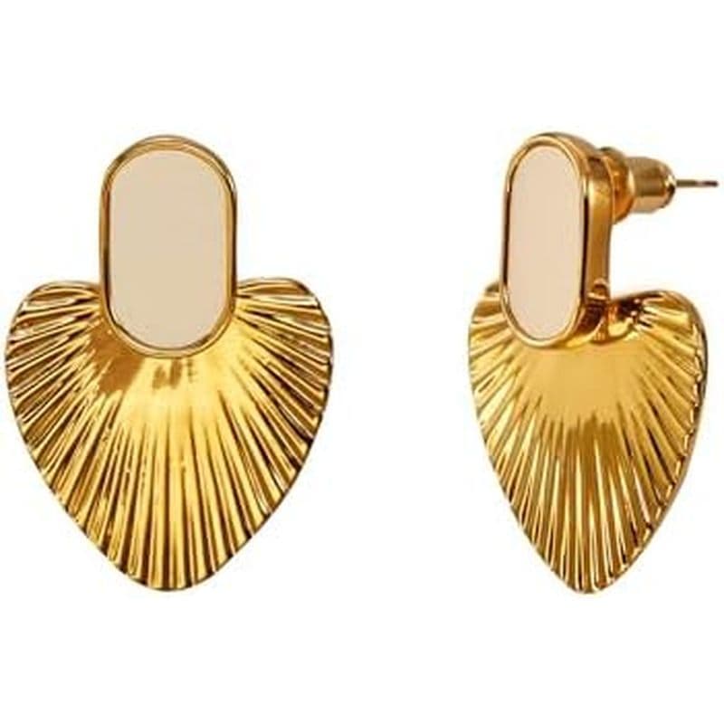 Brincos De Coração Banhados A Ouro 24K CelebWonde , Pendurados Hipoalergênicos Vintage Ovais Esmaltados Para Mulheres –