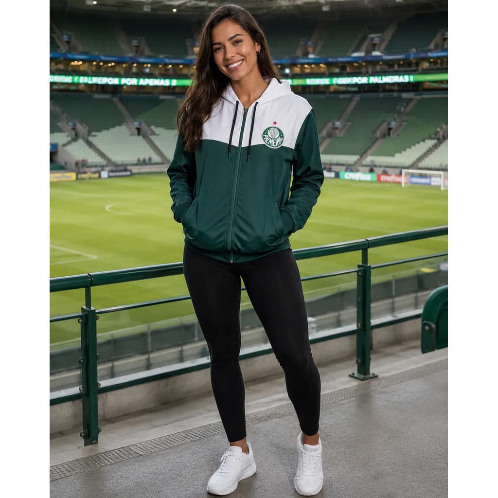 Jaqueta Feminina Do Palmeiras Com Capuz Esportiva