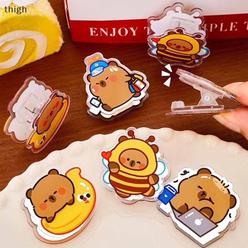 [thigh] 4 Peças Clipe Fofo Capivara Pp De Memorando Pasta De Papel De Teste Perfil Multifuncional Arrumado Documento Mat