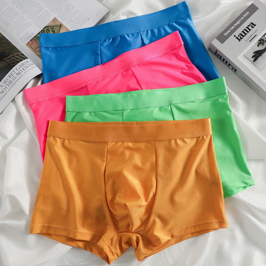 Pacote com 2 cuecas boxer masculinas de cor sólida, cintura média, finas, antibacterianas, respiráveis, macias, simples