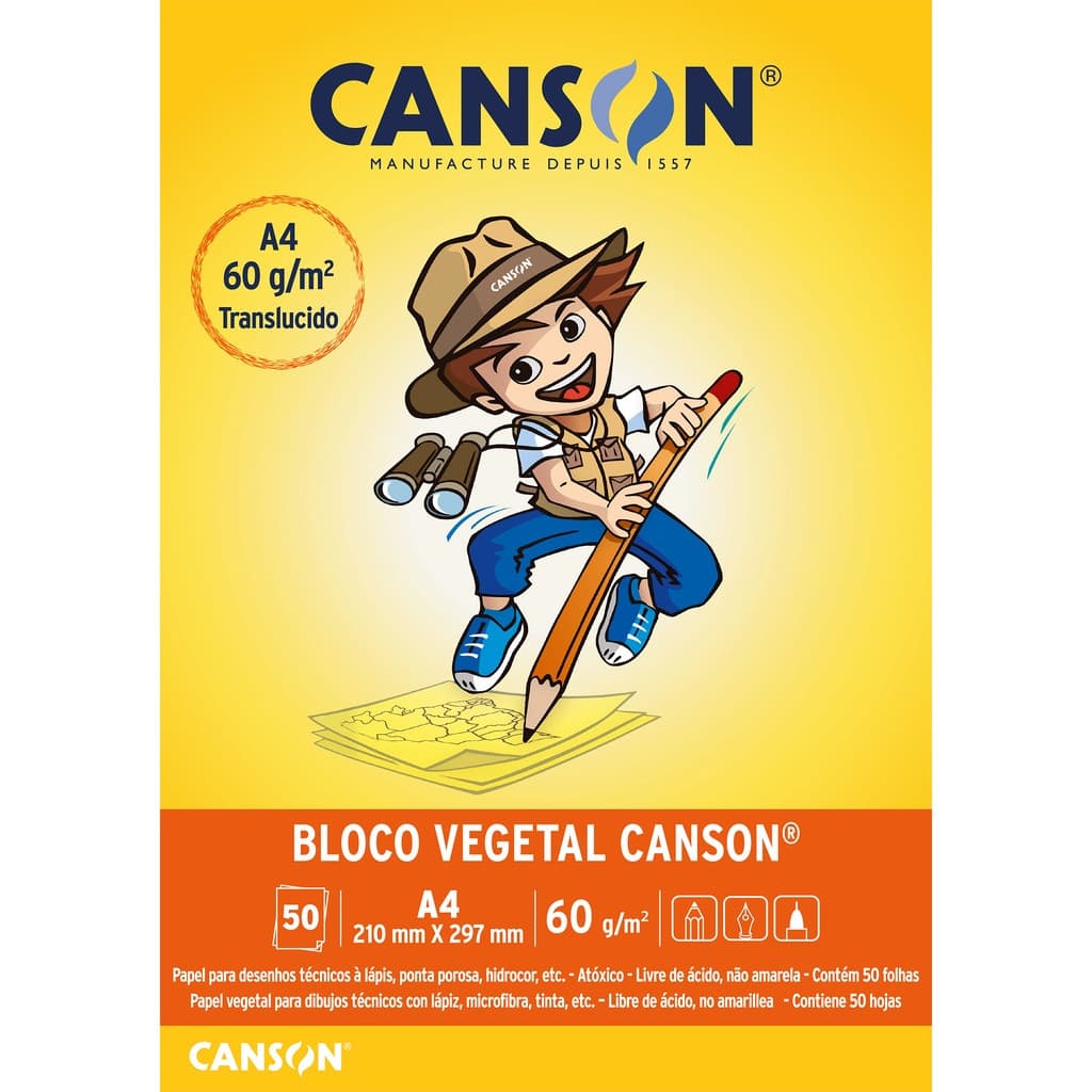 Bloco Papel Vegetal Canson A4 Liso 60g 50 Folhas Envio Imediato