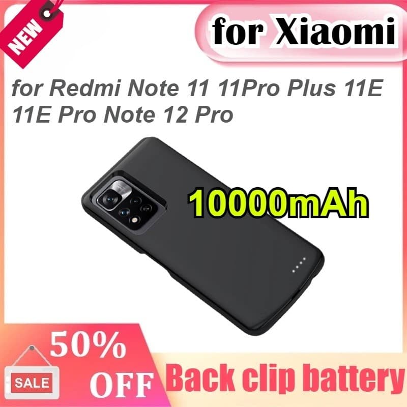 Capa De Carregador De Bateria Externa 10000mAh Para Xiaomi Redmi Note 11 11Pro Plus 11E 11E Pro 12 Power Bank Case