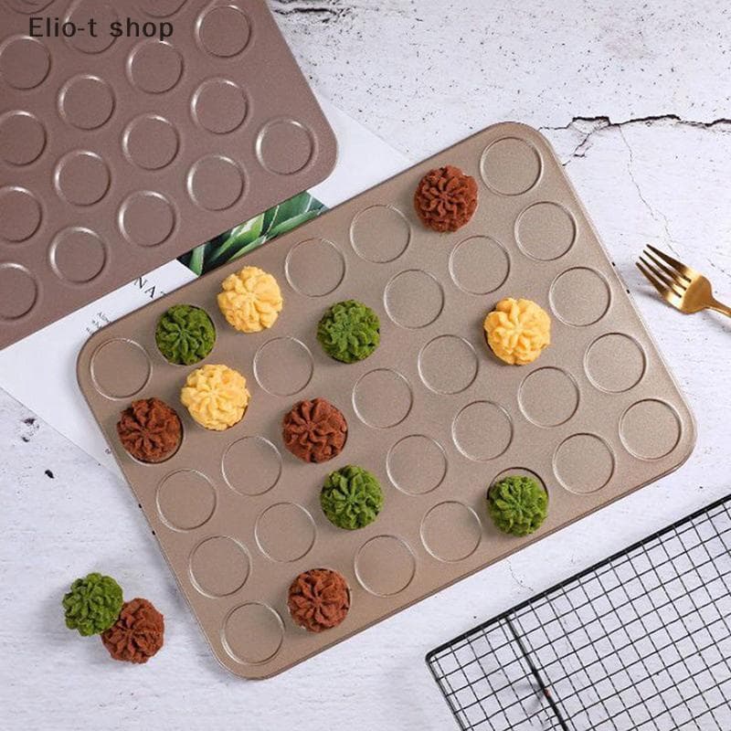 Elio-t 35 Furos De Aço Carbono Assadeira Macarons Tapete De Cozinha Não Sti Assadeiras Forno Sobremesa Bandeja Bolo Mold