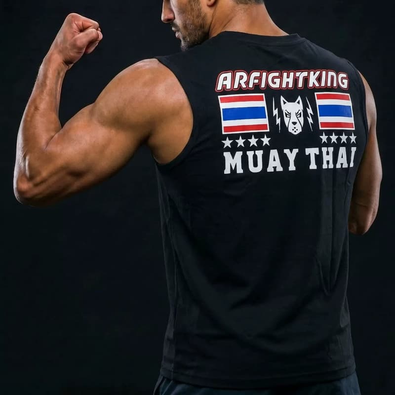 Colete De Combate Sem Mangas Muay Thai Algodão Treinamento Masculino Luta MMA