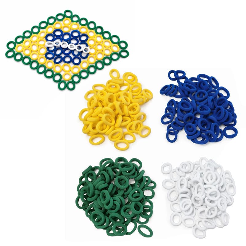 XUXAS Kit Soft Hair Ties, 400/800Units,Azul/Amarelo/Verde/Branco p/ Torcedor