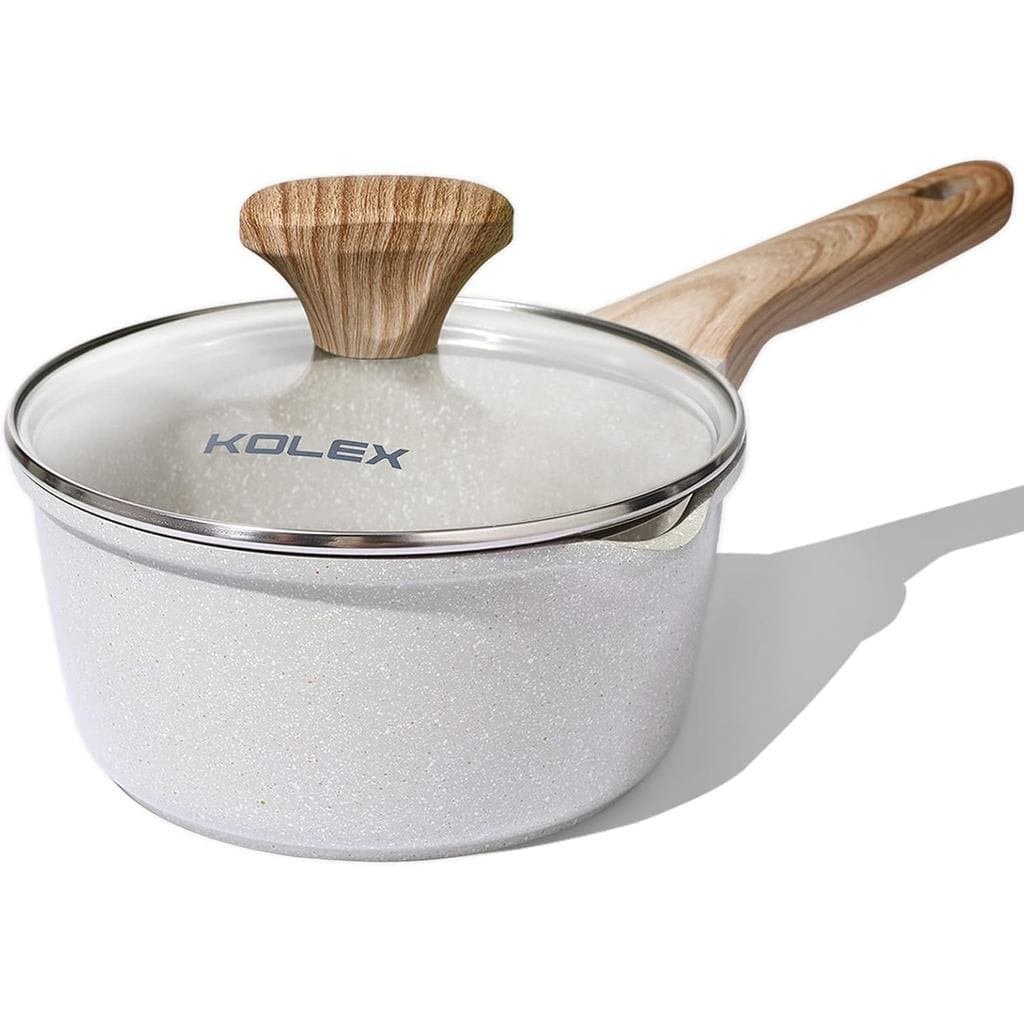 Panela Antiaderente KOLEX de 2 Quartos com Tampa, Panela Antiaderente de Granito para Todos os Tipos de Fogão, Panela Pe