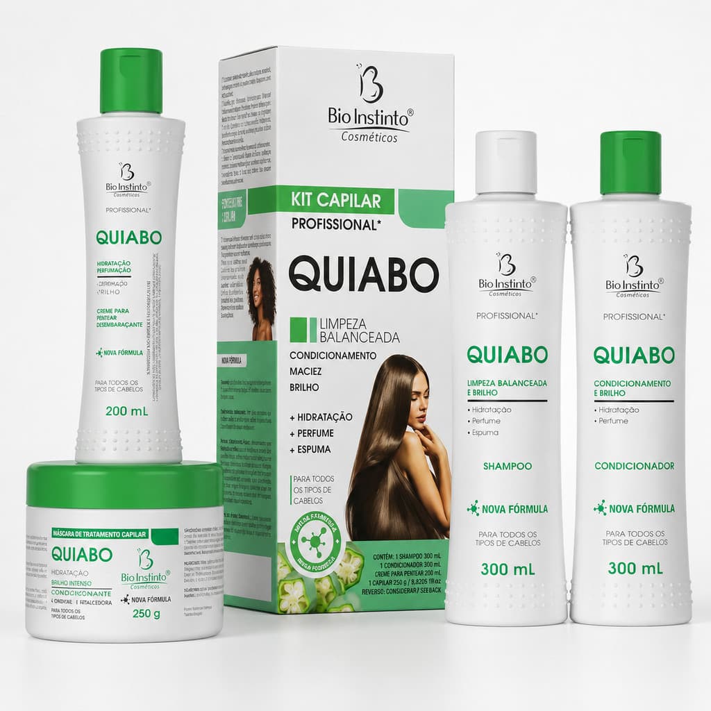 Kit Capilar Quiabo Bio Instinto 4 Itens Crescimento Fortalecimento e Hidratação Intensa