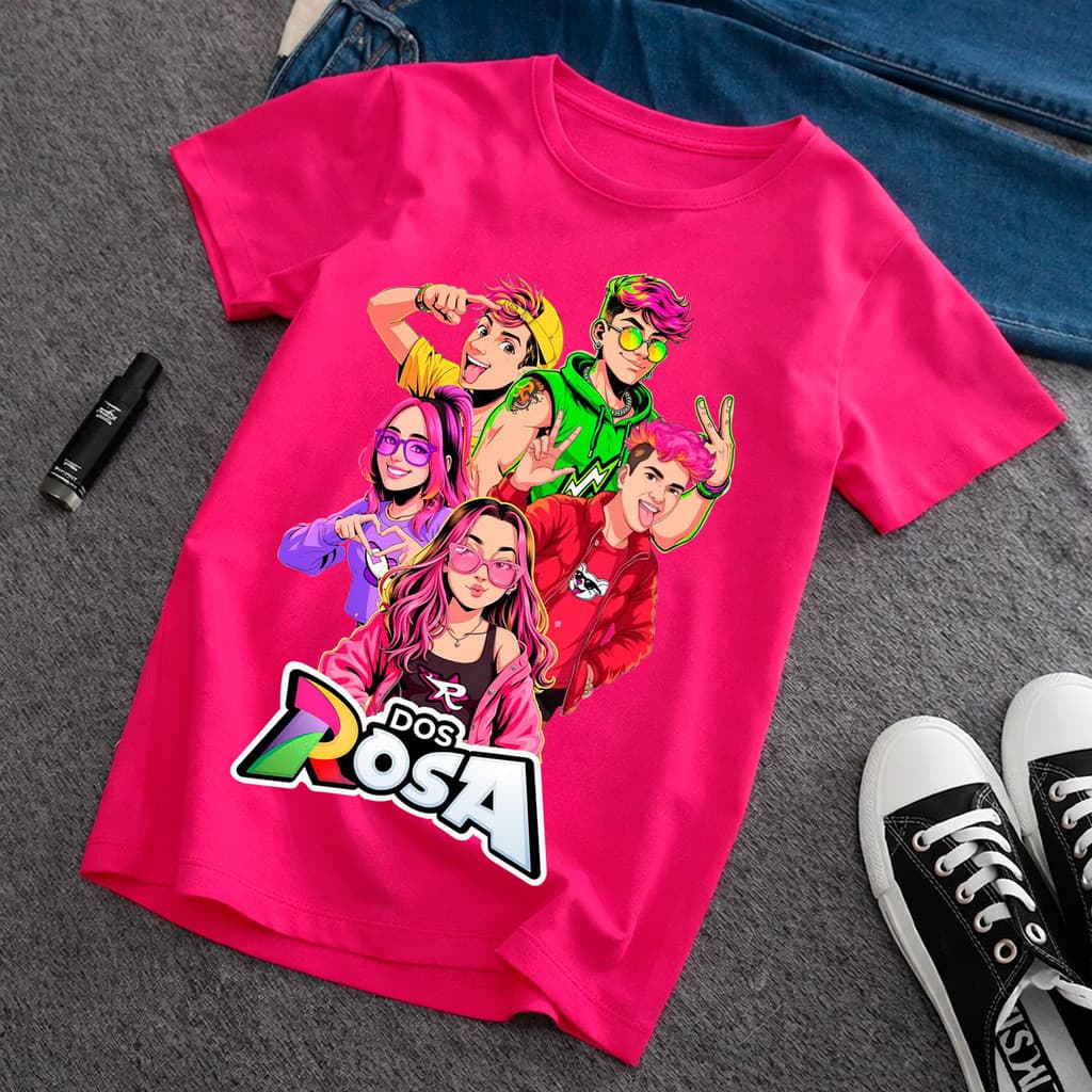 Camiseta Infantil Juvenil do Grupo dos Rosa Desenho da Emili Vick e Novo Elemento Diversas Cores