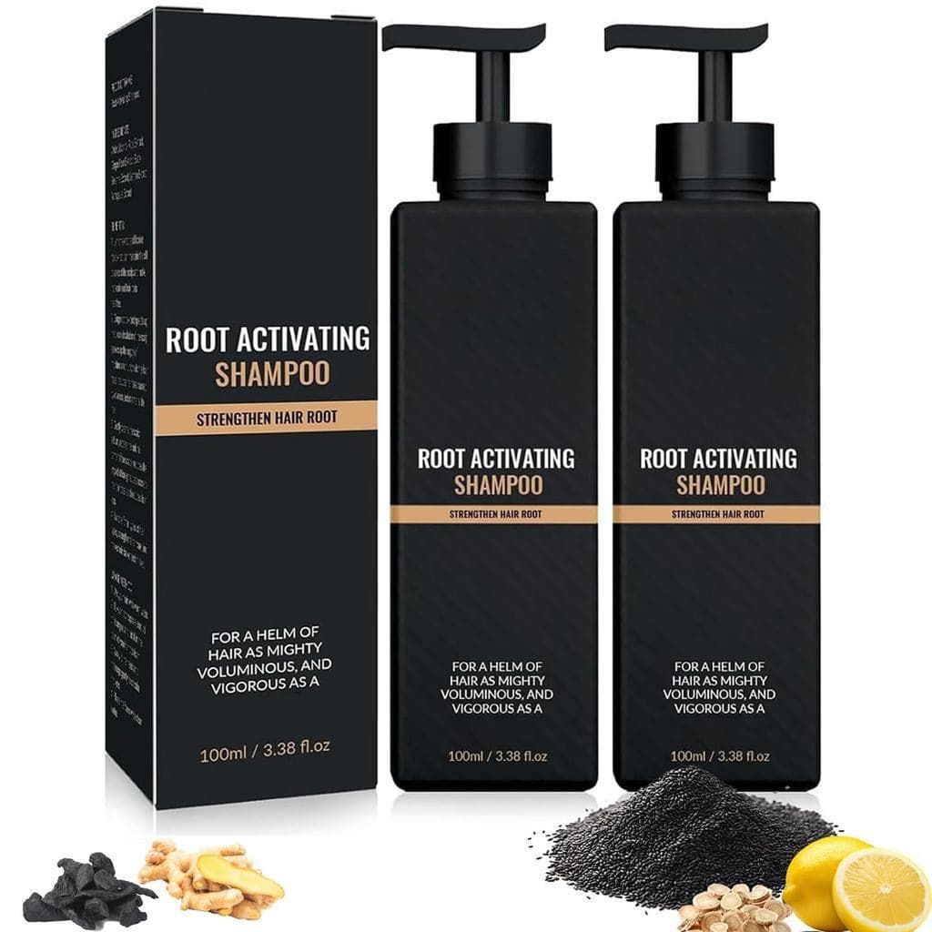 Pacote com 2 unidades de shampoo revitalizante para a raiz do cabelo, promove o, fórmula natural, ad