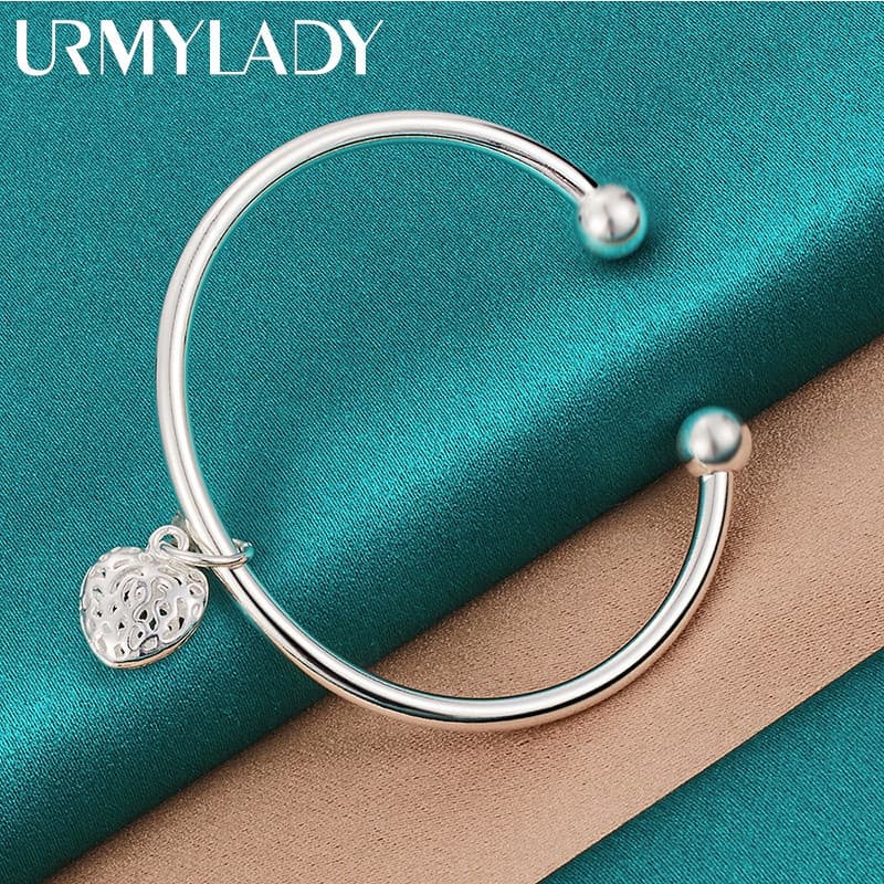 Pulseira em Forma de Coração de Prata Esterlina 925 URMYLADY, Adequada para Casamento, Noivado, Festa, Joias de Moda D3A