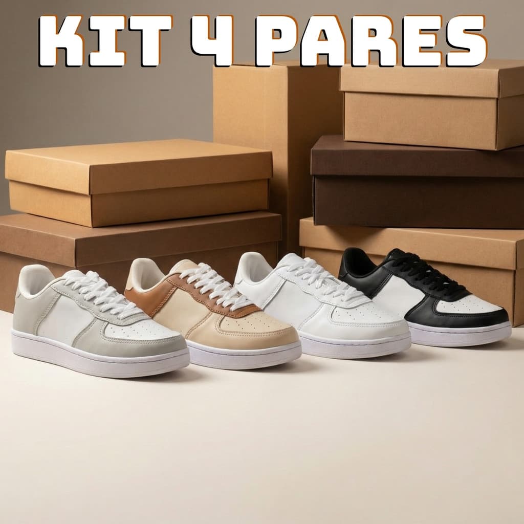Kit 4 Pares Tênis Casual Unissex Premium Confortável Leve Moderno Todos Momentos