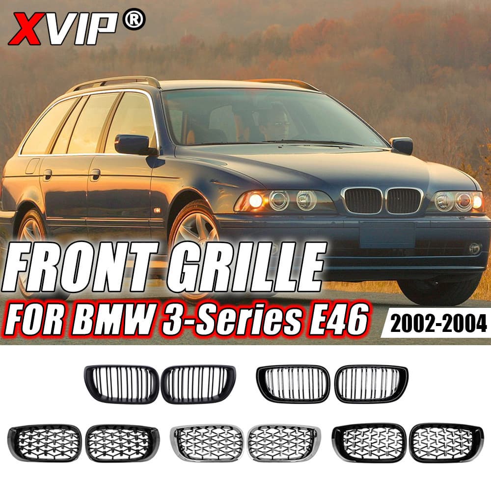 XVIP Grades De Corrida Superiores De Linha Dupla Fosca Para BMW Série 3 E46 325i 4 Portas 2002-2004 Estilo Diamantes Pra