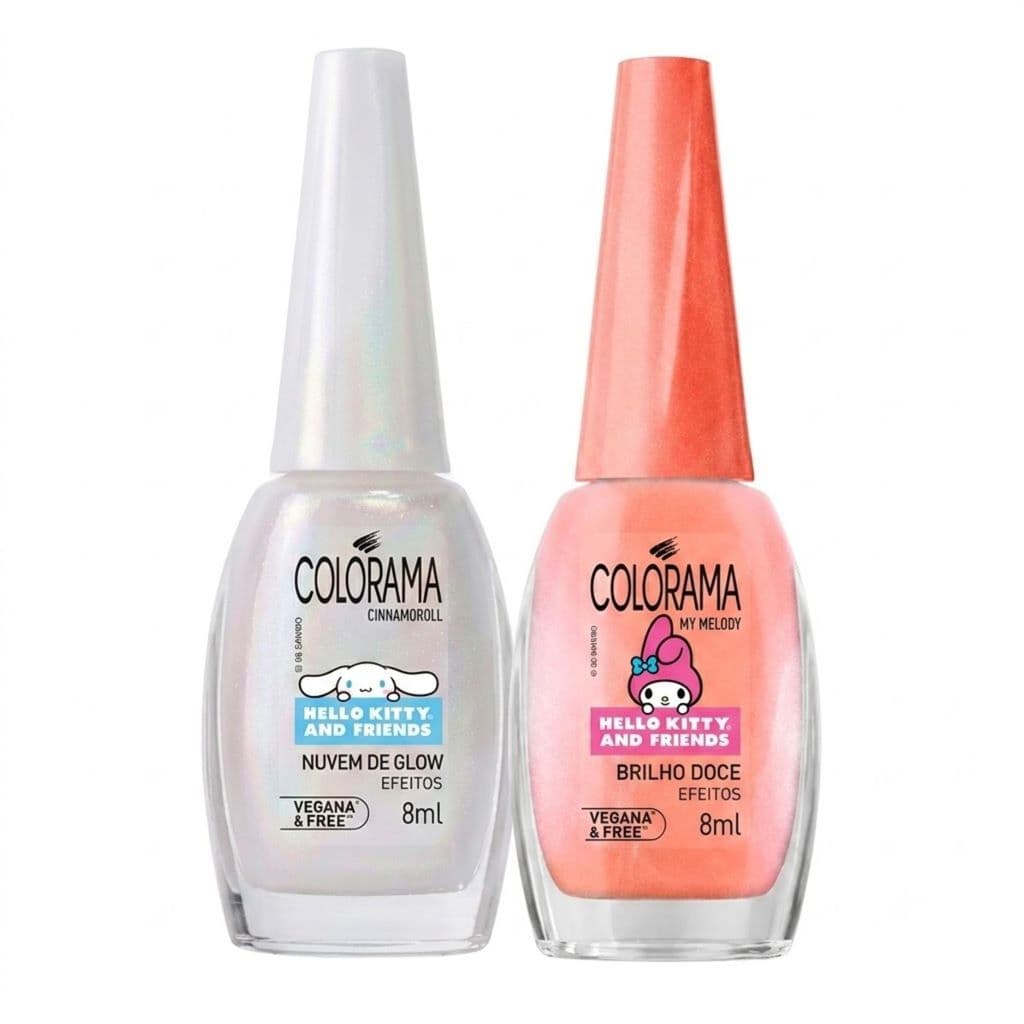 Kit 2 Esmaltes Colorama Hello Kitty Nuvem Brilho Doce 8ml