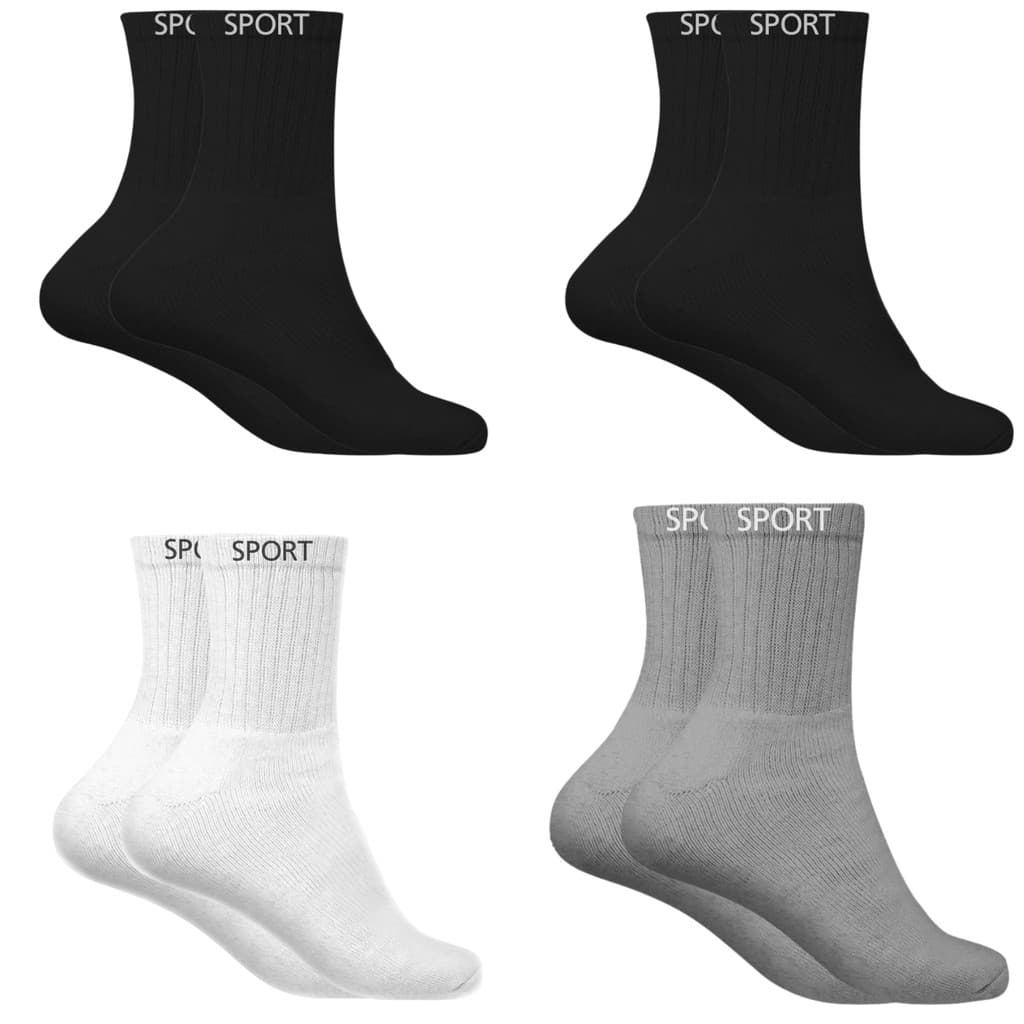 Kit 4 Pares Meias Sport Cano Alto Meia Algodão Atoalhada Adulto 37-43