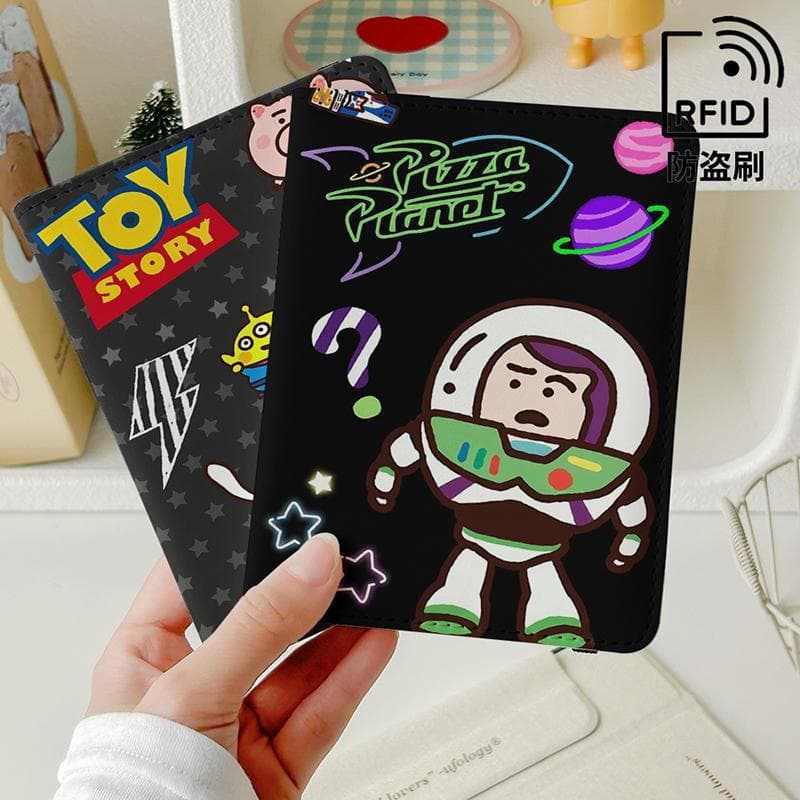 Toy Story porta-passaporte bolsa de documentos capa protetora multifuncional porta-cartões viagem no exterior bilhete de