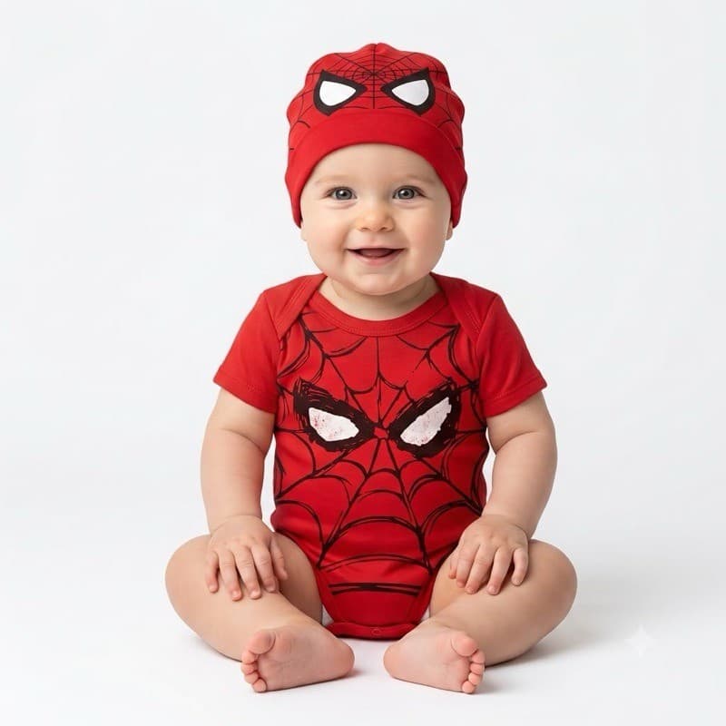 Body Bebê Homem Aranha Com Touca Mesversário Algodão