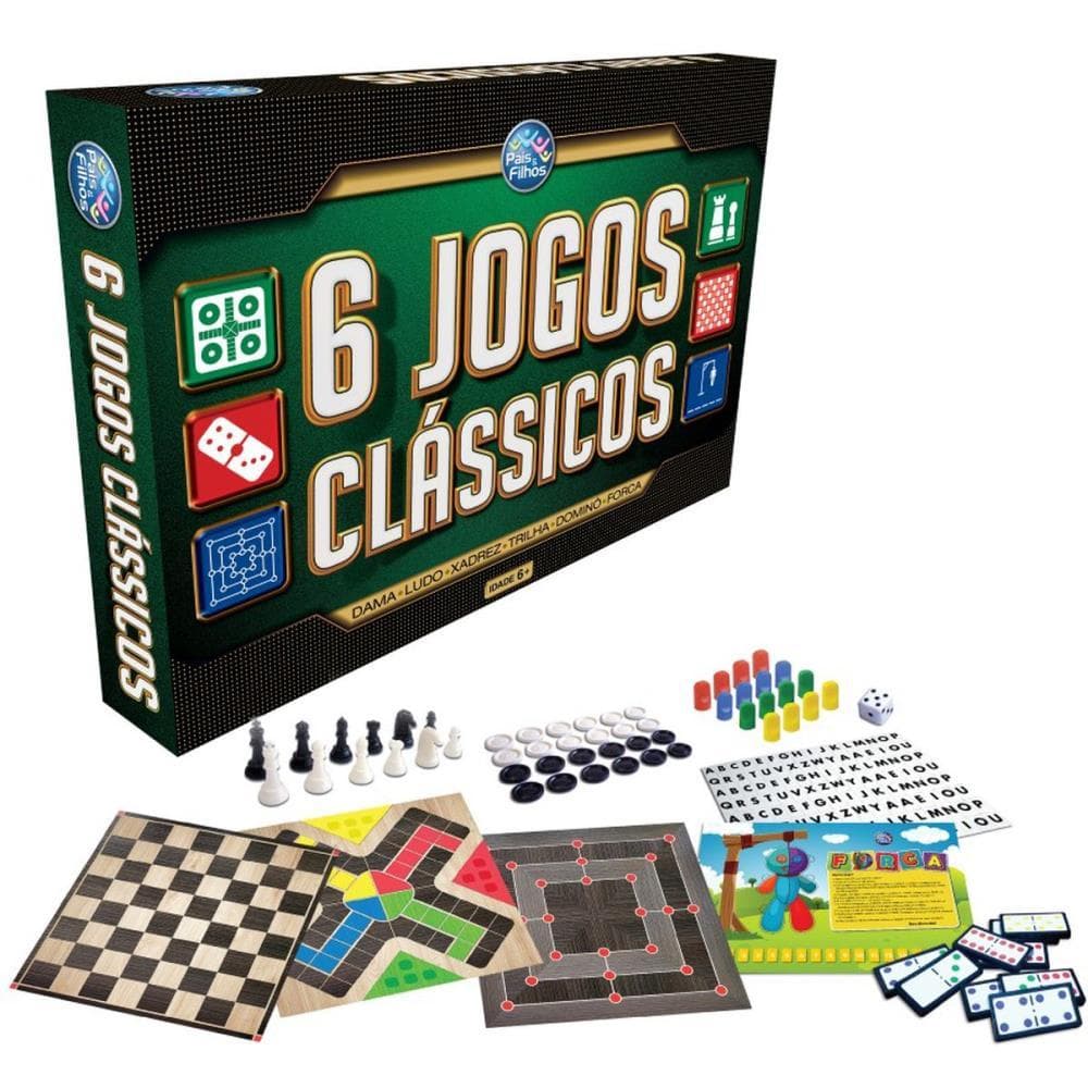 Jogo de Tabuleiro 6 Jogos Classicos