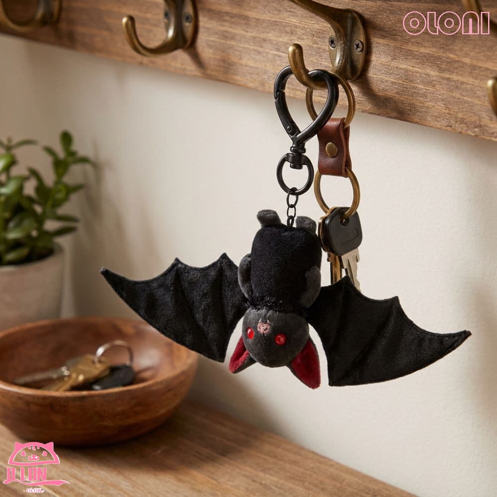 Chaveiro de morcego alado BOLONIMY, brinquedo de pelúcia transformável, fofo e original, com olhos de animal vermelhos L