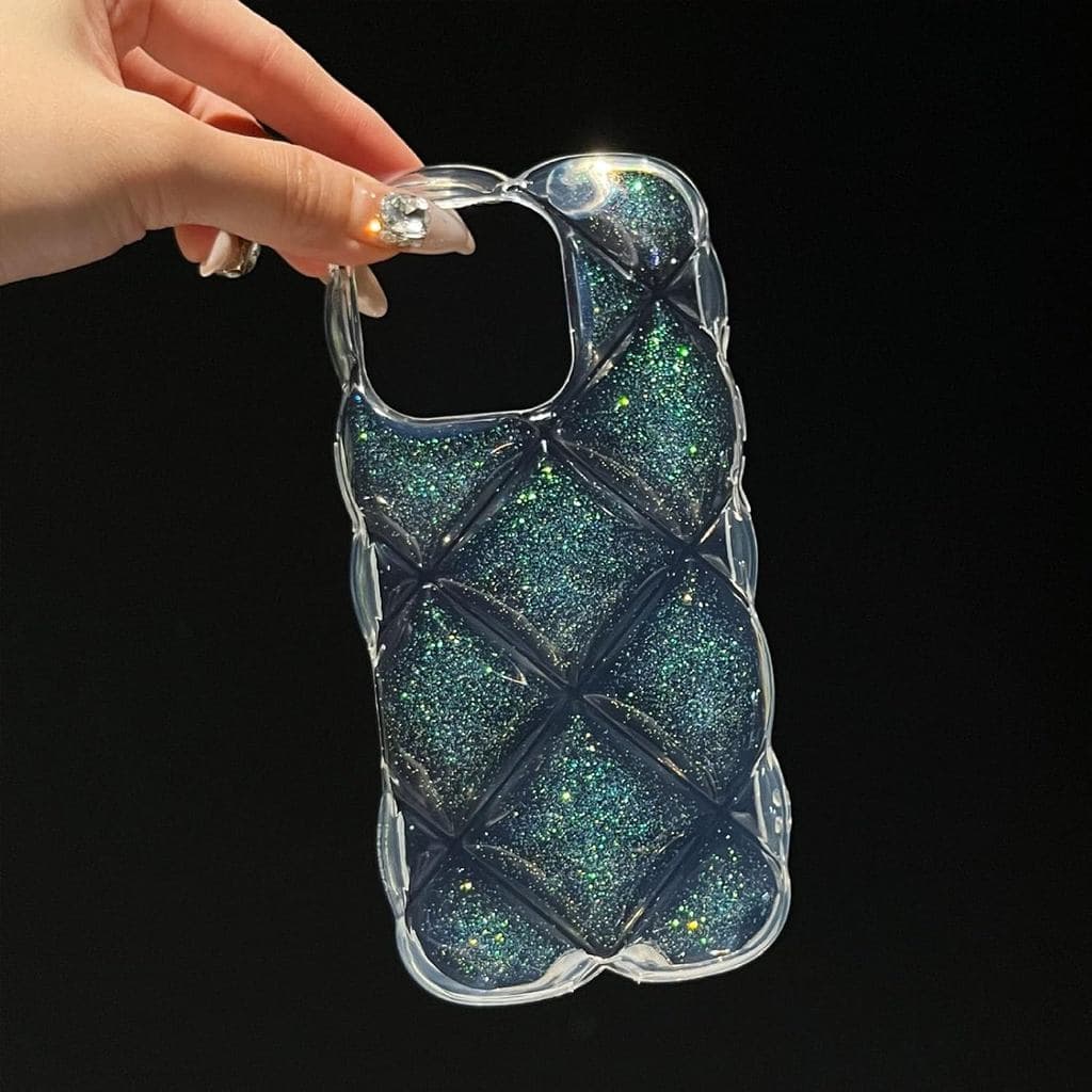 Capa de celular de silicone macio, capa de celular de gel, capa macia transparente com glitter e coração em degradê a la