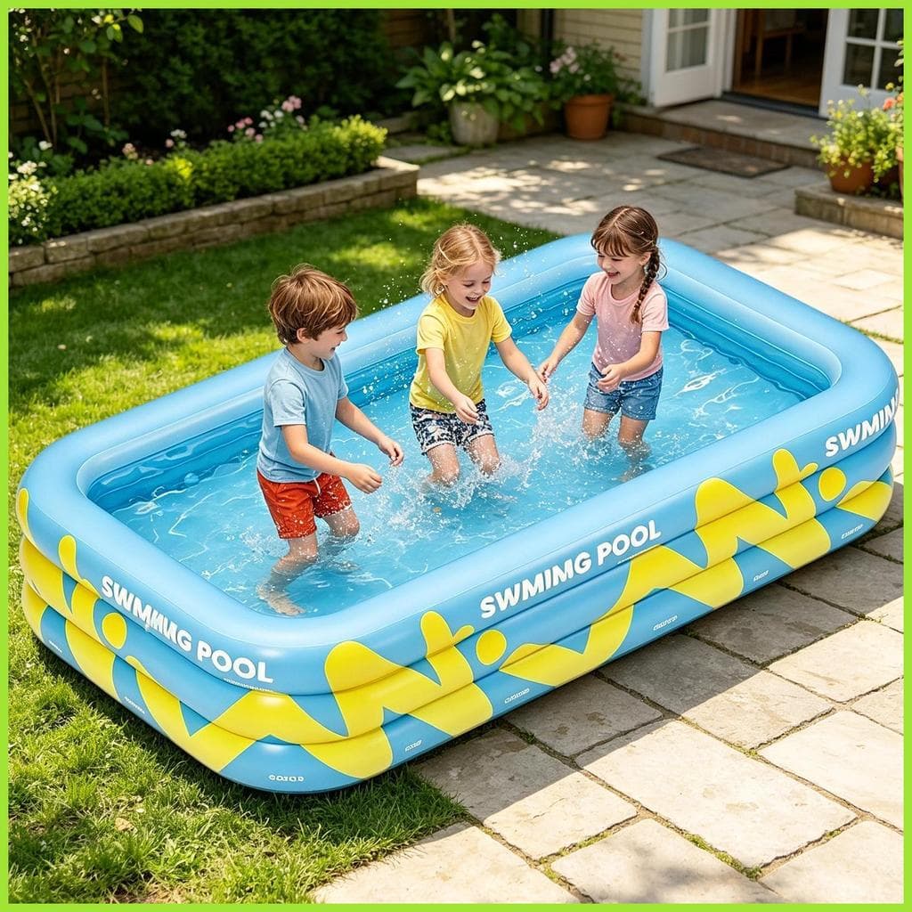 Piscina De Sopro Para Crianças 210x145x56cm Brinquedo Engrossado O Verão Pátio Jardim Quintal Gramado Parque aopoimy