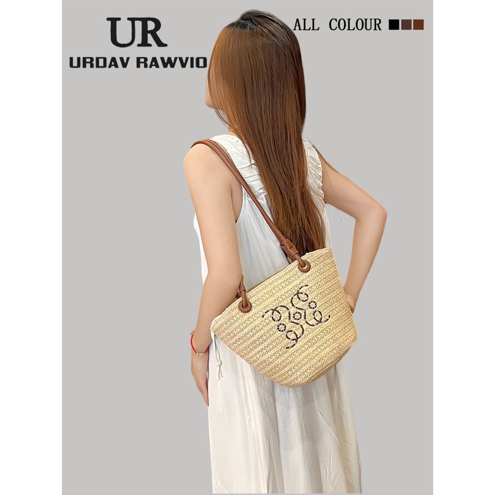 UR Summer Seaside Beach Balde Bolsa de palha de ombro