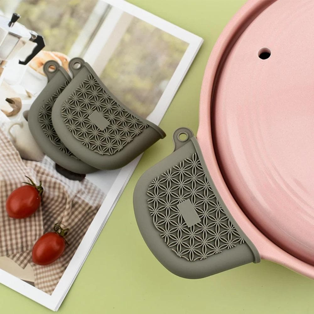 Clipe De Orelha De Pote NAFZOJL , Capa De Alça De Panela Espessada De Silicone , Tigela De Suporte Cinza Antiderrapante