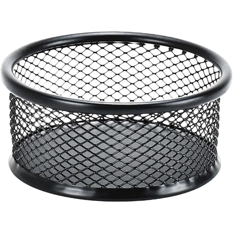 1 unidade de porta-clipes de papel em metal preto, recipiente de malha para clipes de papel, dispensador de clipes de en