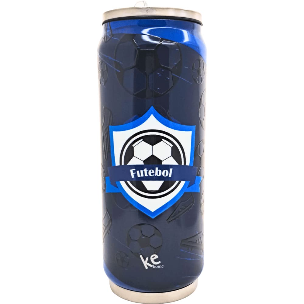 Garrafa Futebol Latinha Inox c/ Canudo Retrátil 500ml - Modelos Sortidos