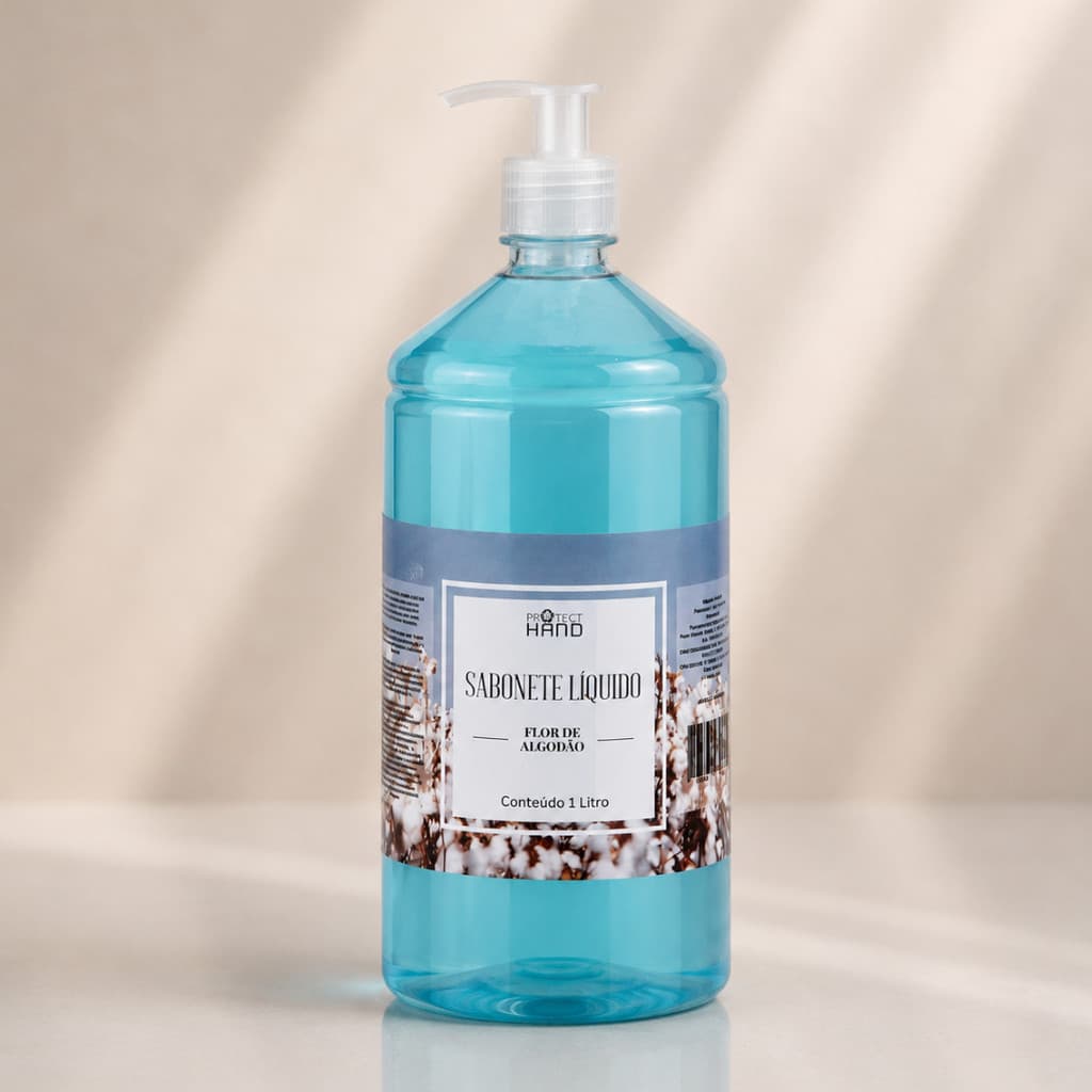 Sabonete Líquido 1L Flor de Algodão Protect Hand • Limpeza Suave e Eficiente para Mãos e Corpo