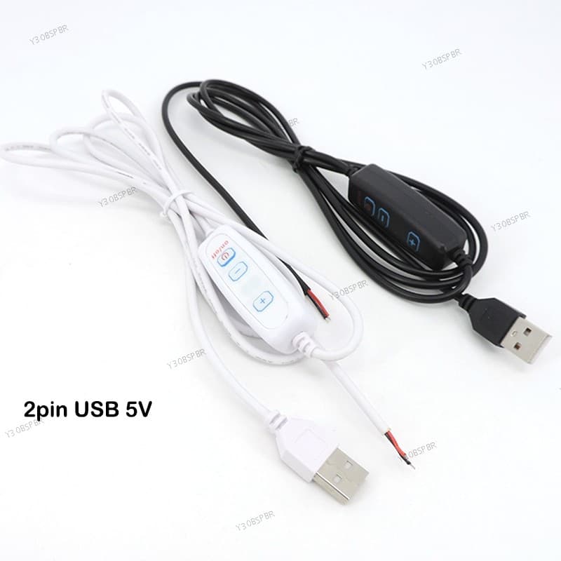 1/3 Peças 2 Pinos DC 5V LED Dimmer USB Porta De Luz De Cor Única Linha De Alimentação Adaptador De Interruptor Liga/Desl
