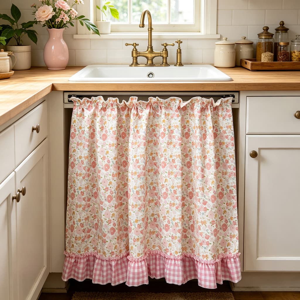 Cortina Curta Floral Romântica Francesa Com Fita Plissada Puxar Elegante Meia Janela Babados Armário Do Banheiro Toppers