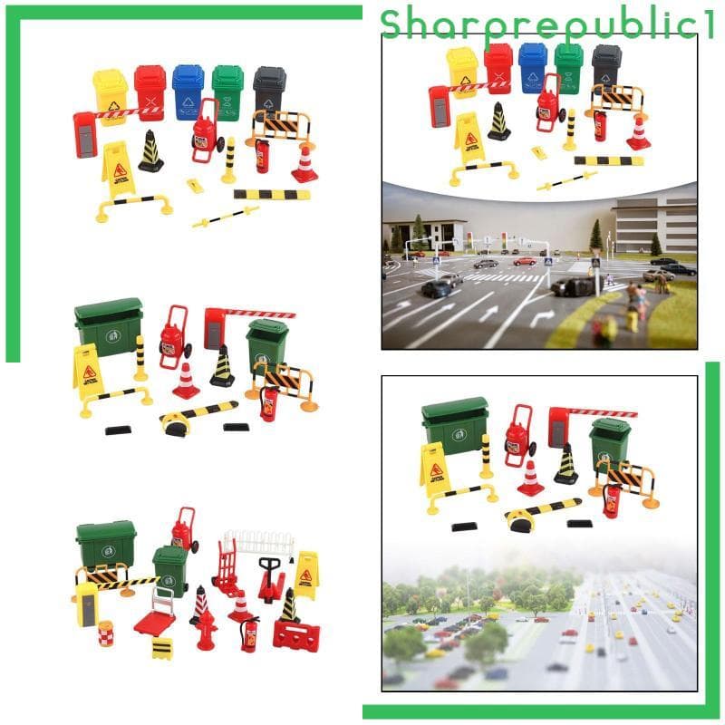 [Sharprepublic1] Mini Sinais De Trânsito Brinquedos Cones Cognitivos Para Mesa De Areia Em Escala 1 : 36 Micro Paisagem
