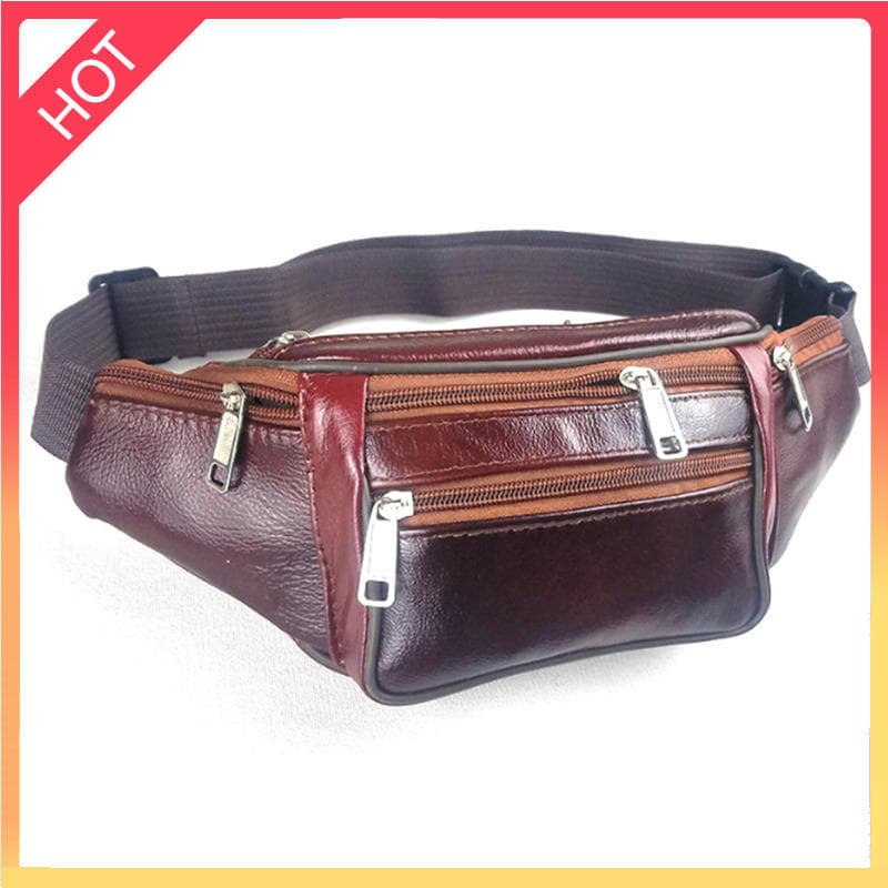 SCB-1Pc Bolsa De Cintura Masculina PU Com Vários Bolsos Para Armazenamento Pochete 2025 Viagem Ao Ar Livre À Prova D'águ