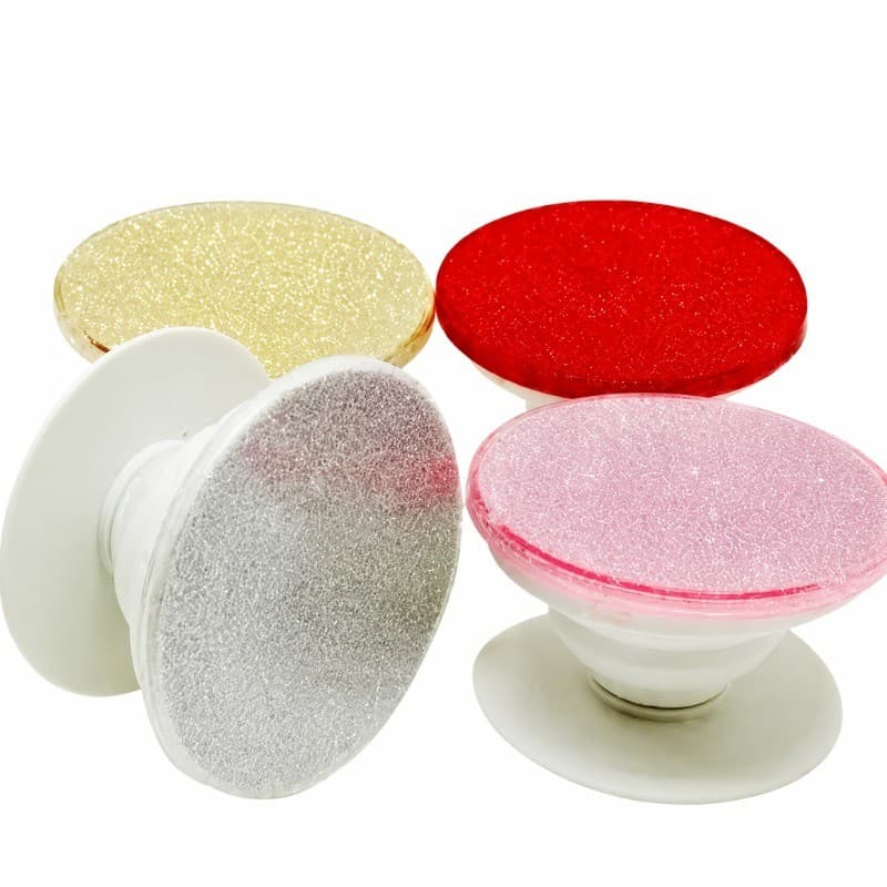 Suporte para Celular Glitter Rosa Giratório 360° Aderente Universal Antiderrapante Compatível com Todos Smartphones