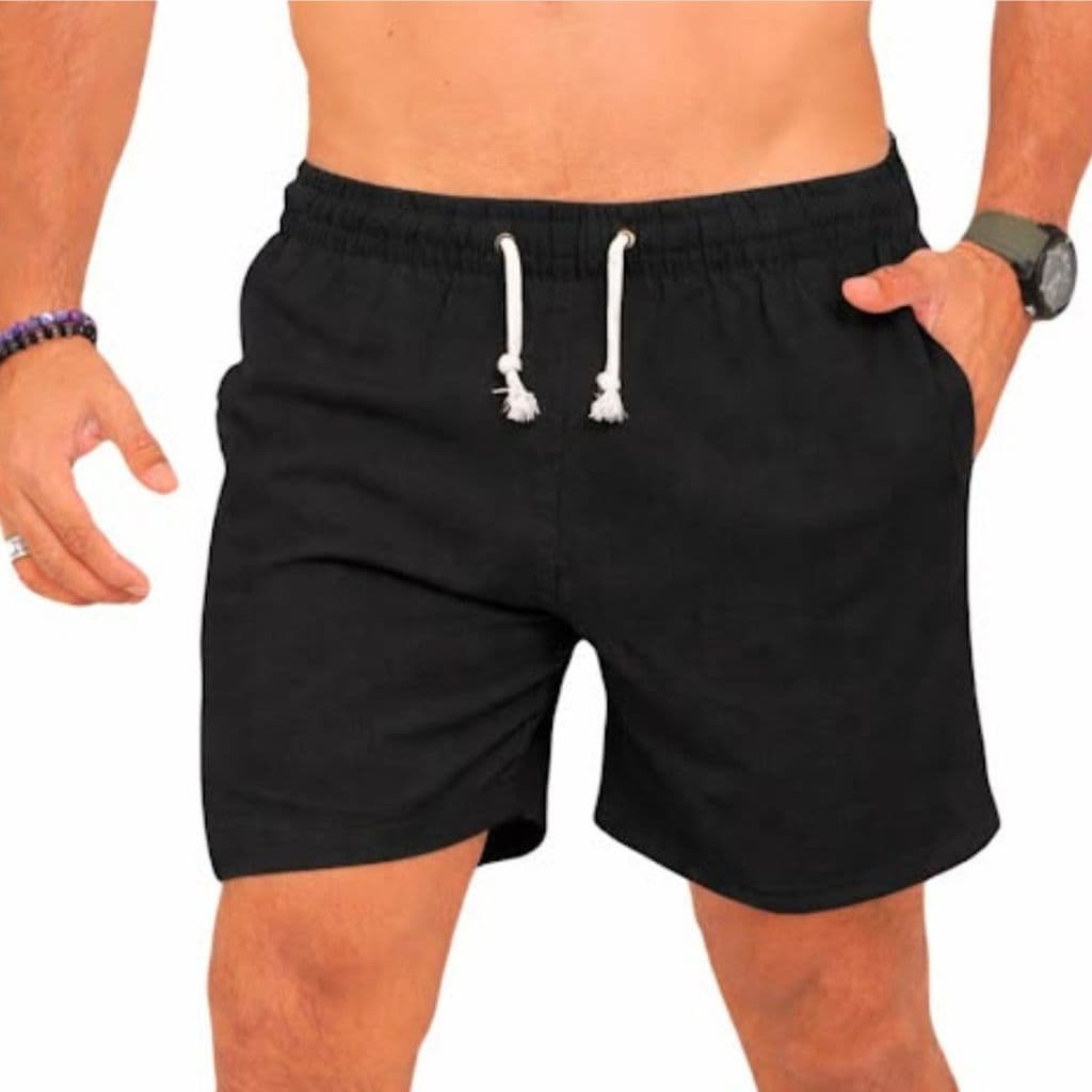 Bermuda Linho Preto Masculina Mauricinho Praia Social Casual Verao