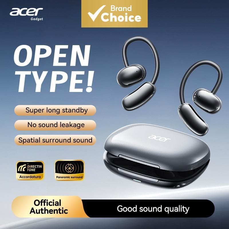 Fones de Ouvido Acer OHR639, Fones Bluetooth Sem Fio TWS, Fones Abertos, Som HiFi, USB-C, Música, Uso Diário, Viagem,