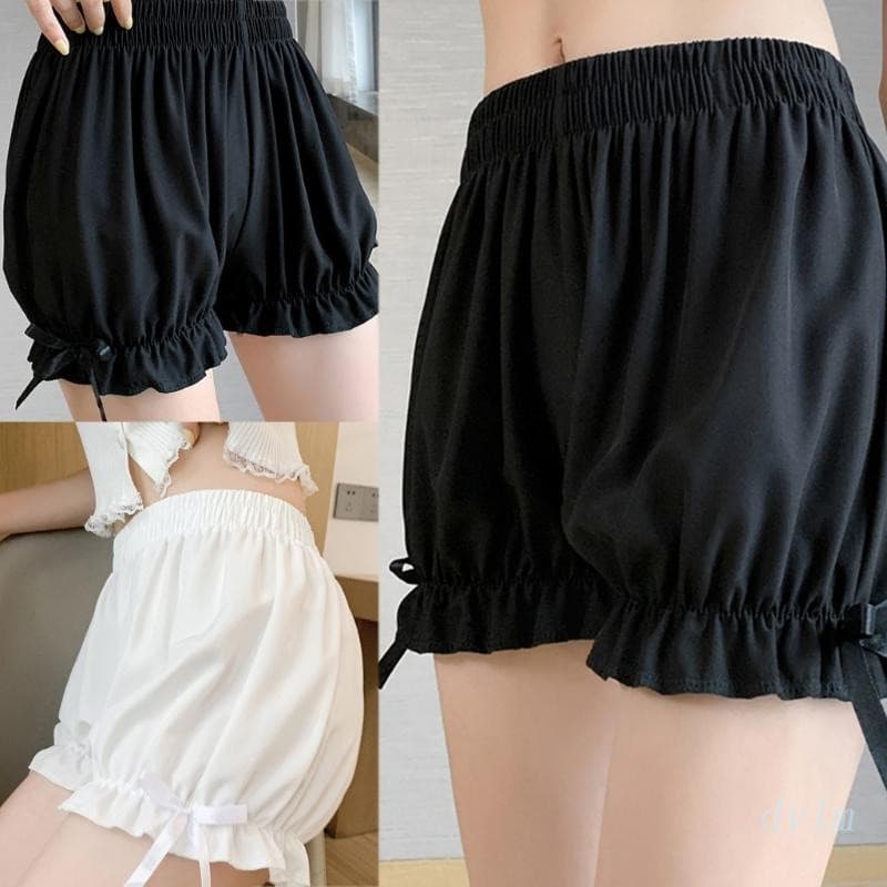 Calças Bloomers Femininas Dylm com Babados Estilo Empregada