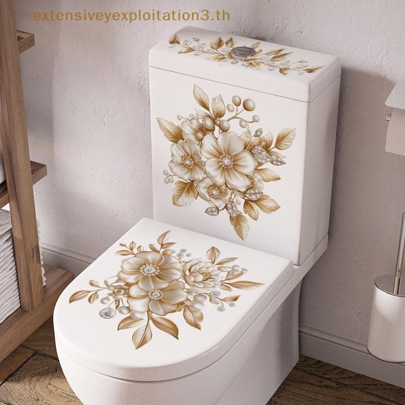 Casa EE Toalete Stier Flor Borboleta Banheiro Auto-Adesivo Pintura À Prova Dwaterproof Água Capa De Parede Do
