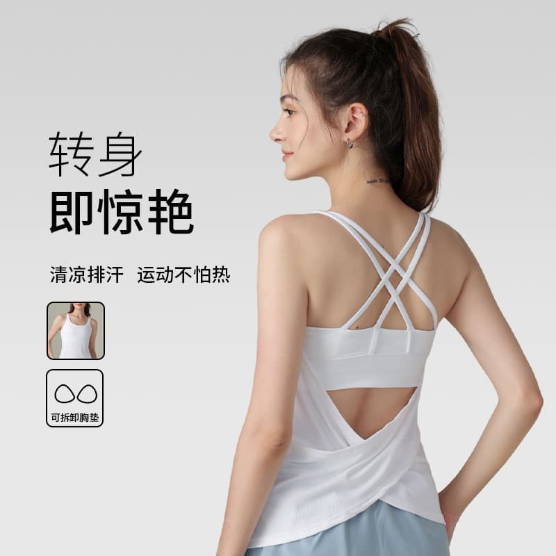 Cruz oco linda volta Yoga Wear uma peça com almofada no peito camisola esportes roupa interior feminina correndo sutiã d