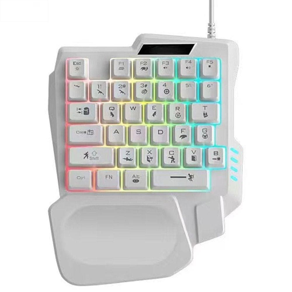 Teclado De Mão Única , Luminoso USB Com Uma , Mini Mecânico Para Jogos Fio Ultrafino