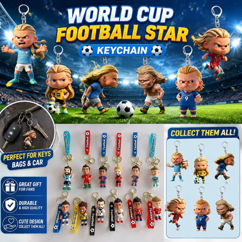 Chaveiro Estrela De Futebol Da Copa Do Mundo – De Bonecos De Ação De Jogador , Acessório Para Fãs Esportivos , Lindo Pre