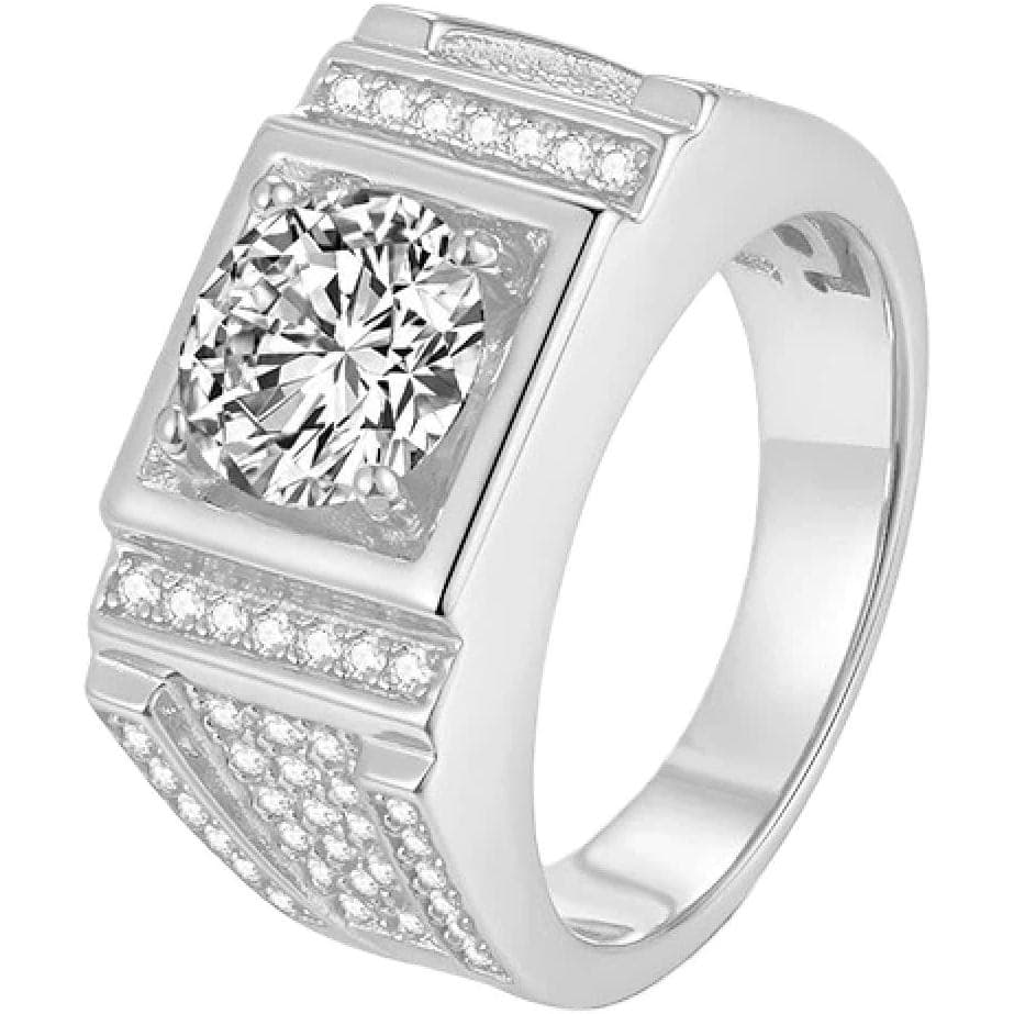 Anel de Moissanite em Prata Pura S925, 2CT, Cor D, Clareza VVS1, Banhado a Ouro Branco 18K, Presente Ideal para Homens 6